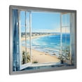 thumbnail image 2 of Designart "Beach View from Coastal Window III" Nautical Framed Wall Art Decor - Coastal Blue Coastal Entryway Framed Wall Art Print, 2 of 6