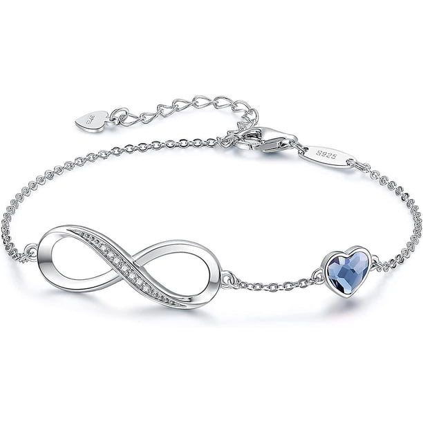 Pulsera Infinito Mujer Plata 925, Pulsera Amor Mujer Ajustable, Joyas Mujer Regalos Navidad Para Mujer Cumpleaños Día Madre Regalo Mamá Pulseras Corazón Infinito Plata Rojo Verde | Bodega Aurrera En Línea