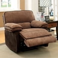 thumbnail image 2 of Two Tone Brown Chenille Fabric Upholstered Recliner, 2 of 2