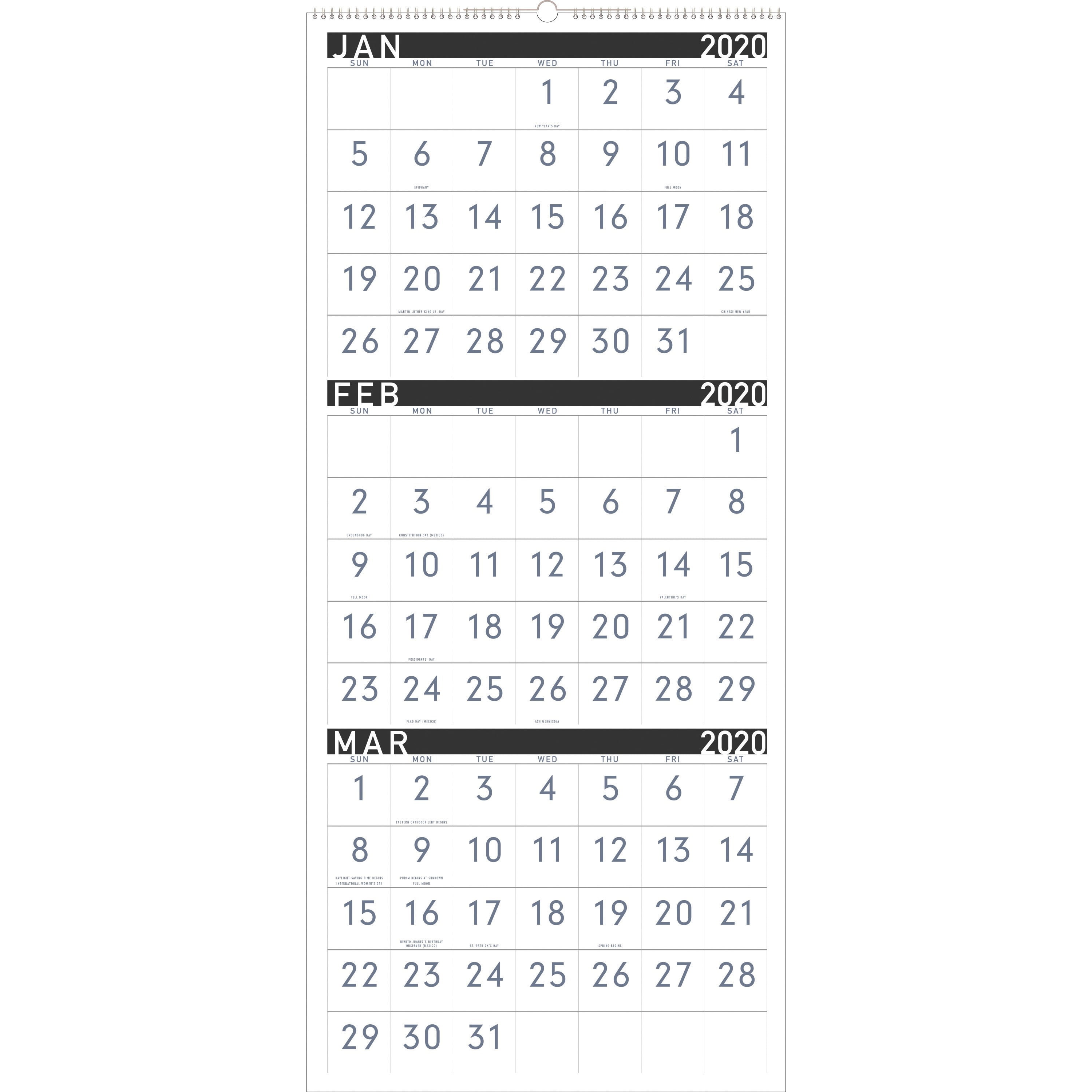 AtAGlance 3month Reference Vertical Wall Calendar