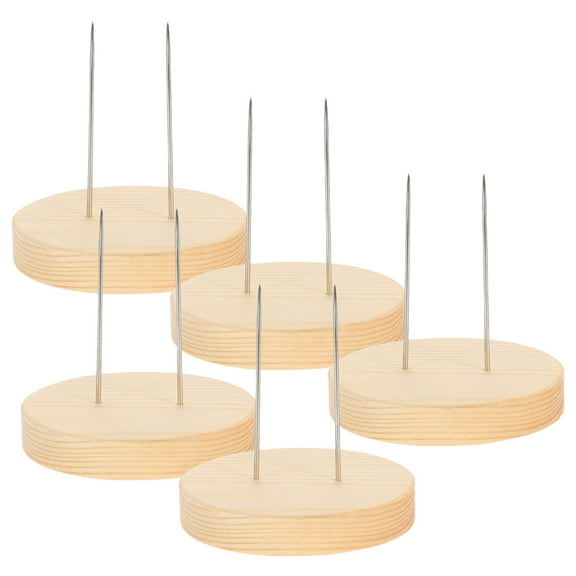 5Pcs Needle Felt Animal Doll Wood Base Desktop Stand Display Storage Holder