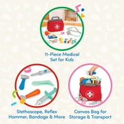 Battat Mini Medic Doctor Plastic Play Set with 10pcs and Storage Bag, Toddler and Preschool Toys