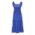 thumbnail image 4 of BLVB Summer Dresses for Women Sleeveless Square Neck Smocked Boho Beach Sundress Tiered Flowy Plain Maxi Dress, 4 of 5