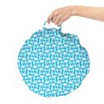 thumbnail image 2 of Abstract Round Floor Cushion with Handle, Simplistic Layout Floral Inspired Pattern of Ornaments in Monotone, Pillow for Living Room & Dorms, 18" Round, Deep Sky Blue and White, by Ambesonne, 2 of 4