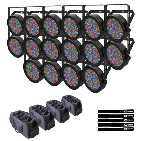 Chauvet DJ SlimPAR 56 ILS Compact RGB LED Par Wash Light 16-Pack with Bags Package