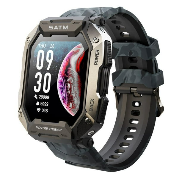 C20-reloj inteligente militar para hombre, accesorio de pulsera resistente al agua IP68, con control del ritmo cardíaco, oxígeno en sangre, Satm, color negro y carbón, para exteriores, 5atm, 2023