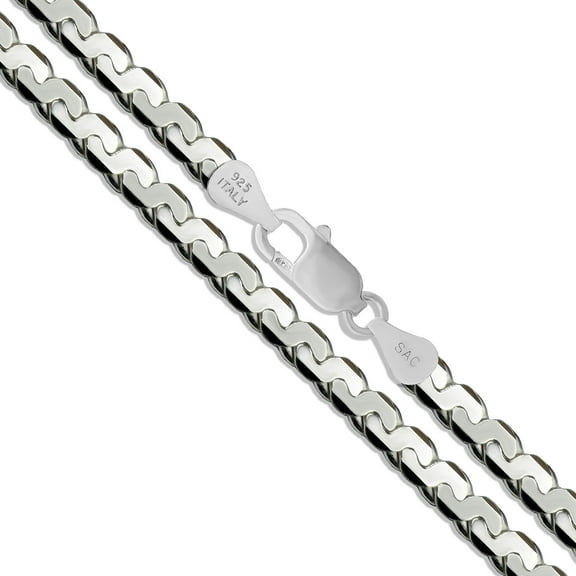 Sterling Silver Solid Flat Serpentine Rope Chain 5.9mm 925 Italy Necklace 20" Jewelry Female Unisex