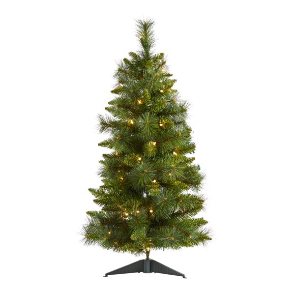 Nearly Natural 3ft. New Haven Pine Artificial Christmas Tree with 50 Warm White LED Lights and 93 Bendable Branches