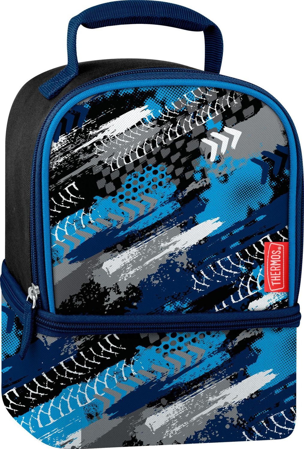 Sac à Lunch Thermos à Double Compartiment avec Coublure,  Des Pistes Sac à lunch double, Bleu