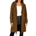 thumbnail image 5 of Women's Loose Fit Fleece Lined Winter Hooded Full Zip Long Sleeve Jacket Coat Casual Warm Outwear | CSEONE,Brown XL, 5 of 8