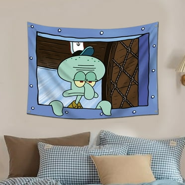 Large Funny Octopus Cartoon Tapestry Wall Hanging Window Design for Bedroom Home Decor Size 3x4 Feet College Dorm Room Man Cave Frat Wall Outdoor Flag Size 48x36 Inches