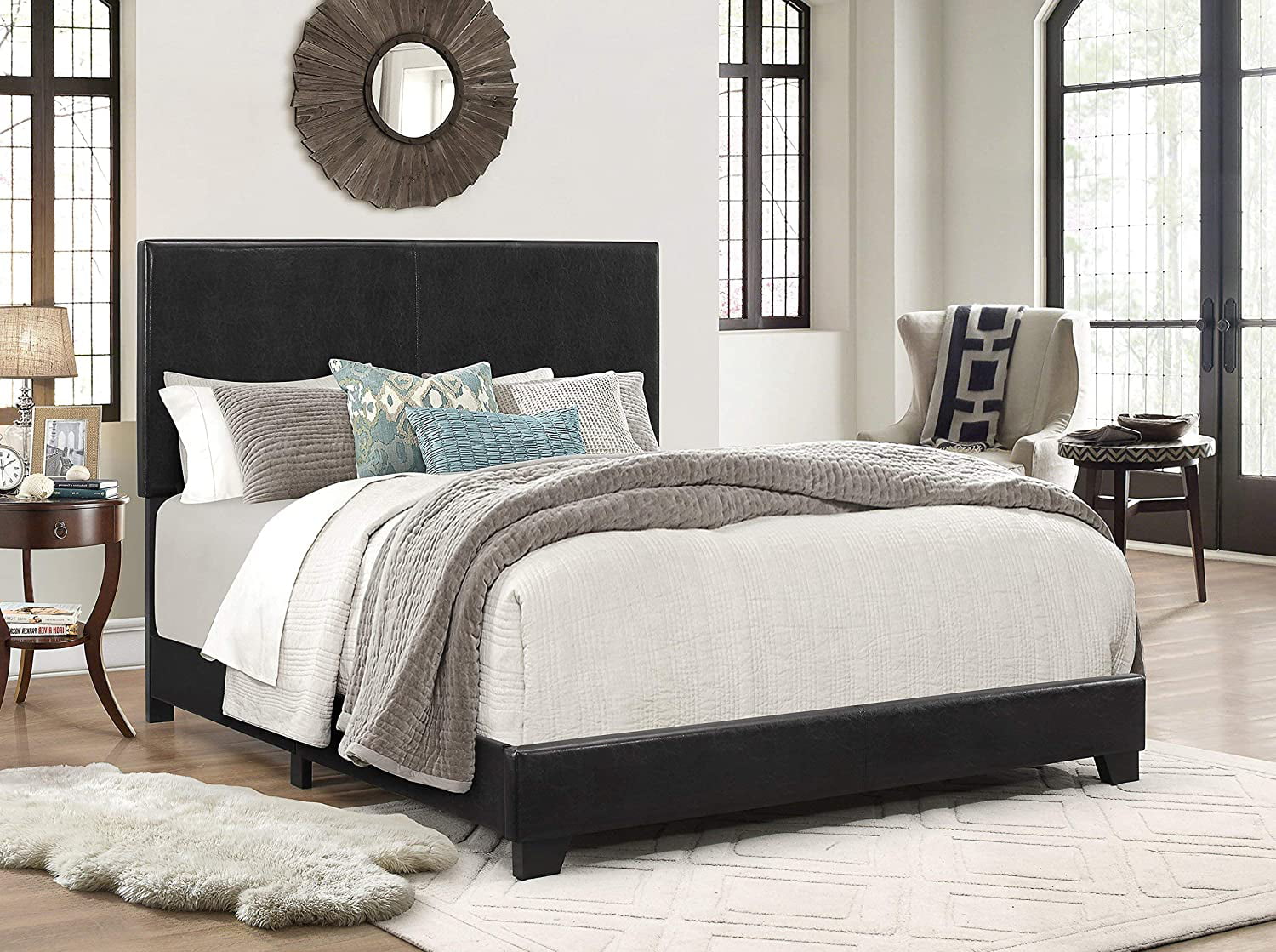 Transitional 1pc King Size Bed PU Fabric Upholstered Headboard