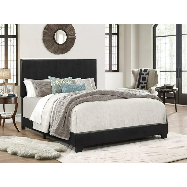 Transitional 1pc Full Size Bed Pu, Fabric Headboard And Footboard