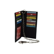 RFID Blocking Chain Wallets for Men Biker Long Bifold Genuine Leather Wallet with Chain