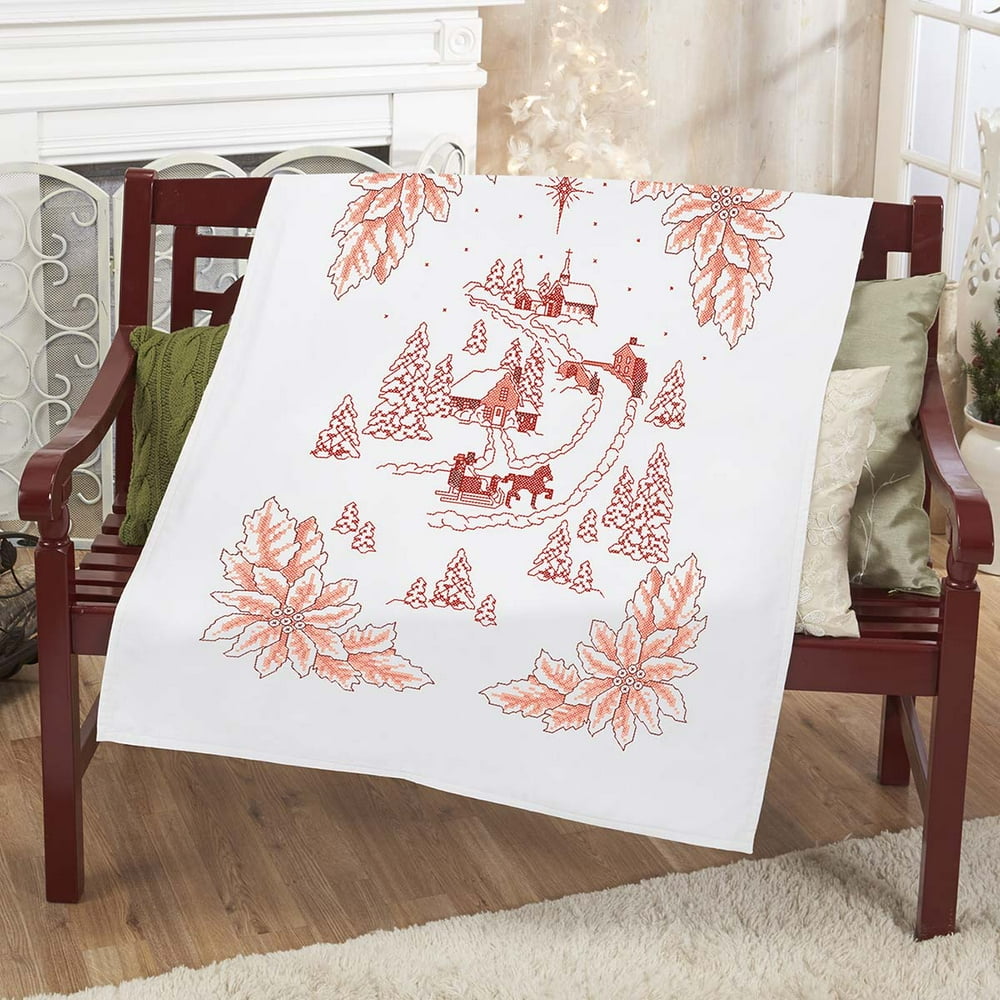 Herrschners® Village Sleigh Ride Lap Quilt Top Stamped ...