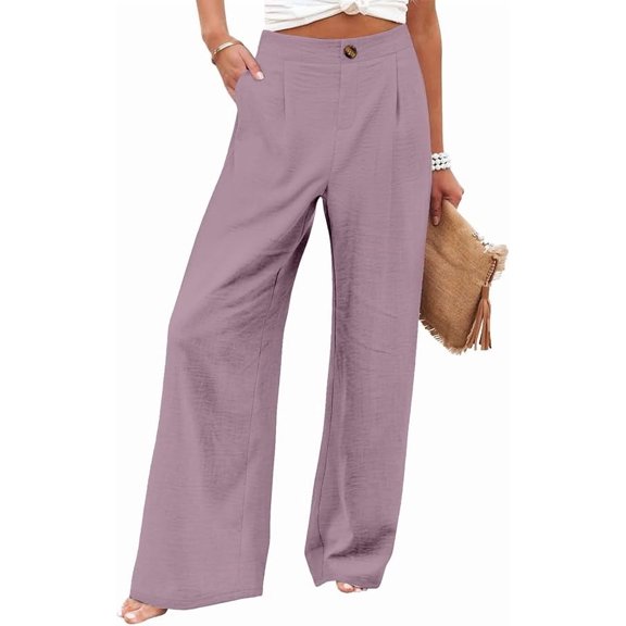 Women's High Waisted Wide Leg Dress Pants,Solid Business Casual Work Trousers with Pockets