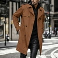 thumbnail image 2 of JUMESGU Men Waterproof Long Trench Coats Men's Thermal Single Coat Business Peacoat (Brown,M), 2 of 4