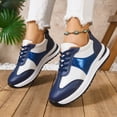 thumbnail image 6 of Womens Sneakers Trendy Splice Leather Color Blocking Lace up Nonslip Tennis Shoes Comfortable Casual Walking Shoes Blue Size 8.5, 6 of 9