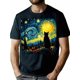 thumbnail image 1 of Cat Starry Night Van Gogh Cat For Cat Lover Cat Mom Cat Dad T-ShirtCouple Clothing 2025Family T-Shirt, 1 of 7