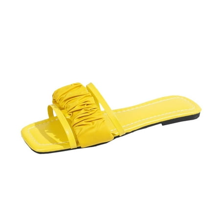 

YanHoo Boho Slide Sandals for Women Girls Dressy Low Wedge Sandal Casual Open Toe Flat Sandals Summer Beach Slip on Sandals Platform Sandals