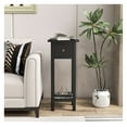 thumbnail image 2 of Slim Nightstand with Drawer & Shelf - 2 Tier Bedside Table - Vintage Style End Table - Living Room, Bedroom - Wood MDF - 16"x16"x35", 2 of 9