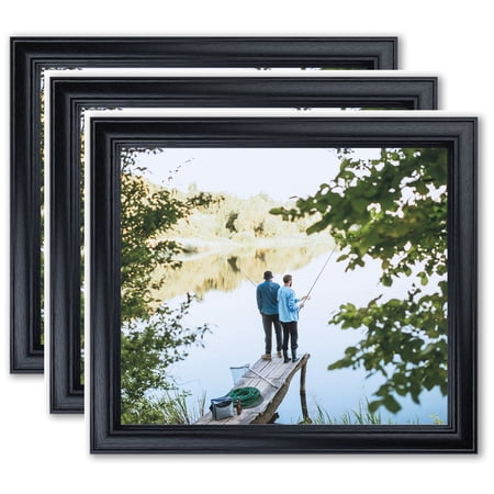 ArtToFrames 11" x 37" Galleria Noir Picture Frame, 11x37 inch Black MDF Poster Frame (WOM-4083), 3 Pack