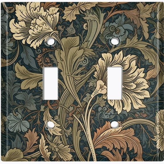 Metal Light Switch Wall Plate Outlet Cover (Printed Image of Honeysuckle and Tulip Pattern - Double Toggle)
