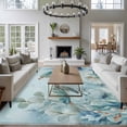 thumbnail image 4 of Summer Coastal Washable Living Room Rugs 5'x8', Ocean Sea Turtle Nautical Coral Eucalyptus Leaves Low Pile Throw Large Area Rug Non-Slip Sturdy Edge Binding Carpet for Living Room Kitchen Office, 4 of 9