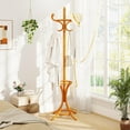 thumbnail image 3 of Coat Rack with Umbrella Holder, 73 Inch Freestanding Coat Hanger Stand with 12 Hooks, Wooden Entryway Coat Tree for Clothes, Bags, Hats, Scarves, Living Room, Bedroom, Hallway (Natural), 3 of 18