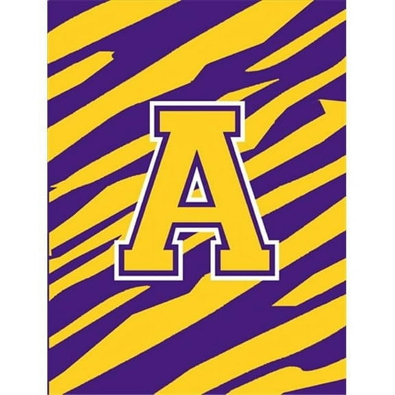 Tiger Stripe Purple Gold Letter A Monogram Initial Flag House Size