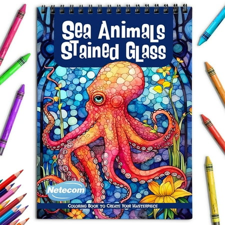 Netecom Relax Beach Landscape Coloring Book for Adults Spiral Bound Soft Cover