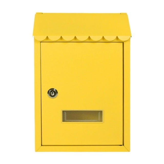 Buzón de correos de metal montado en la pared con ranura versátil con 2 llaves 21x7x30cm para oficina negocio resistente a los arañazos resistente Amarillo