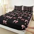 thumbnail image 3 of jejeloiu Pink Lovely Bowtie Twin Sheet Sets,Cute Kawaii Bowknot Twin Fitted Sheet,Cartoon Bow Ribbon Flat Sheet For Girls,Breathable Home Decor,3pcs, 3 of 7