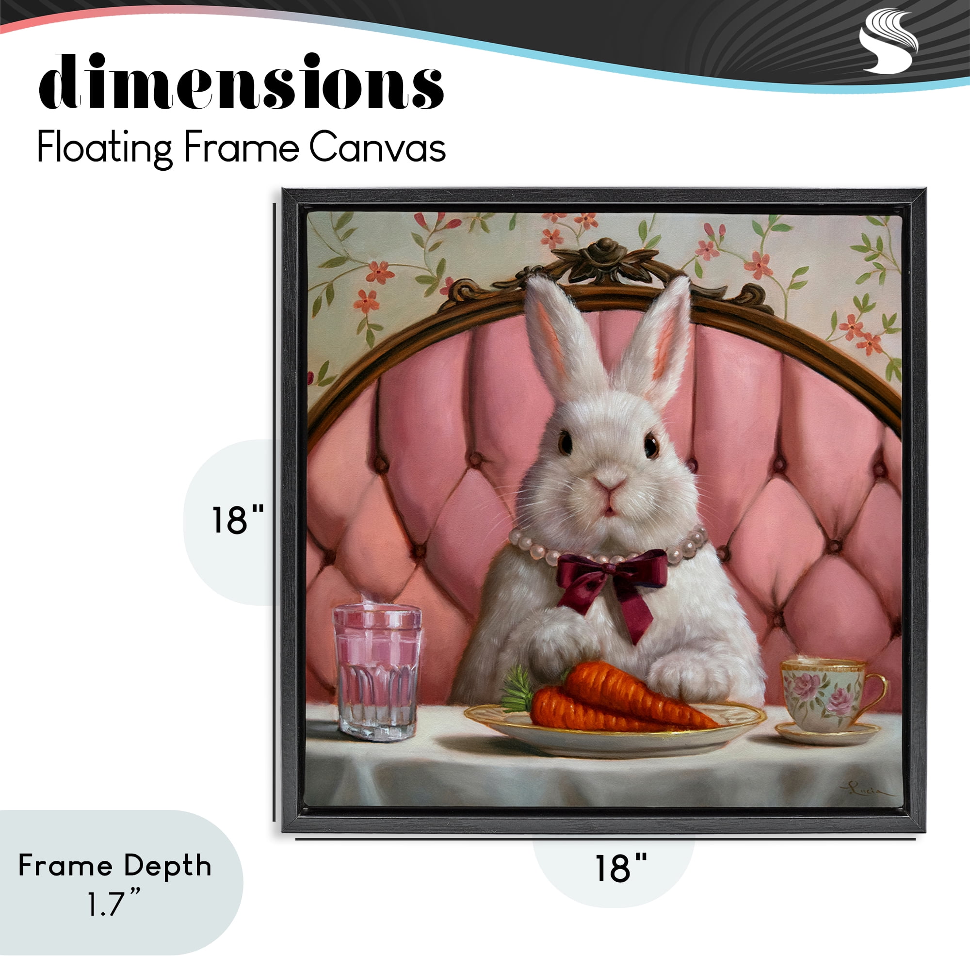 Stupell Industries Bun Appetit Rabbit Dining Black Framed Floater Canvas Wall Art, design by Lucia Heffernan
