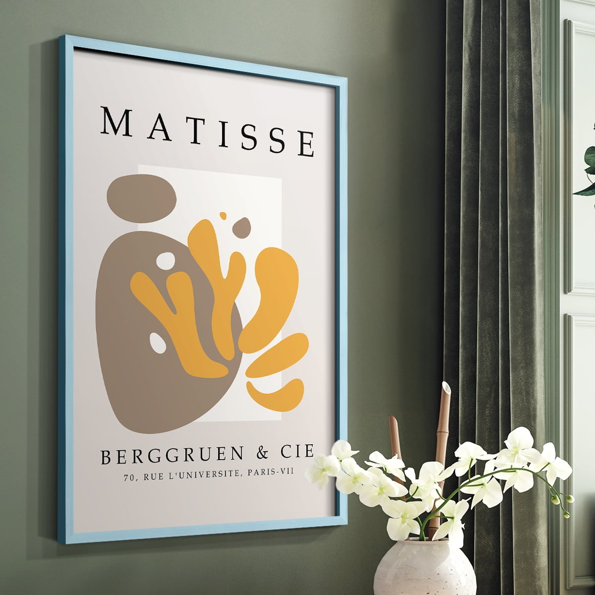 Matisse CDLXXVII in Blue Solid Wood Framed Print No Nail Hanging