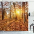 thumbnail image 1 of Ambesonne Nature Shower Curtain, Foggy Sunset Sunbeams, 69"Wx75"L, Orange Brown Yellow, 1 of 3