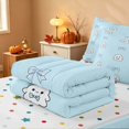 thumbnail image 5 of Homewish Halloween Ghost Zipper Full Size Comforter Sets with Fitted Sheet and 2 Pillowcases, Cute Coquette Bow Zipper Bedding Set, Light Blue, Polka Dots Reversible, 5 of 7