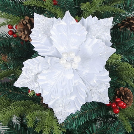 

Ampioon Christmas Decor Rollbacks Clearance Christmas Flowers Artificial Silk Flower for Xmas Tree Wreath Decoration New Year Gifts Home Decor