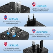 Universal International Travel Adapter Converter with USB Type C, Plug Adapter for European, USA, EU, UK, AUS, East Asia, Middle East, China, Japan, Korea, 150+ Countries, 110V and 220V