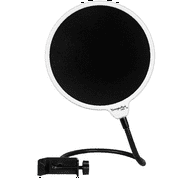 Dragonpad USA 6" Round Gooseneck Microphone Studio Pop Filter with Clamp - White/Black