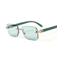 thumbnail image 2 of Luxury Silver Frame Unisex Rectangular Rimless Turquoise Tint Lens Retro 90's Stylish Leopard Head Hip Hop Sun Glasses Frameless Square Buffs Summer Shades Sunglasses, 2 of 7