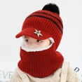 thumbnail image 2 of outdoorline Tuque d'Hiver pour Enfants, Tricotée en Peluche, Bonnet Chaud pour Tout-Petits, Protection des Oreilles, Rouge Vin, 2 of 9