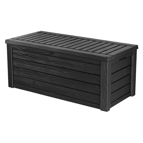 Keter Westwood 150 Gallon Resin Large Deck Box-Organization and Storage for Patio Furniture, Outdoor Cushions, Garden Tools and Pool Toys, Dark Grey