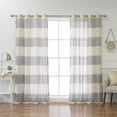 thumbnail image 1 of Quality Home Closeout Stripe Linen 2 Panel Curtain Set 84" Length, 1 of 5