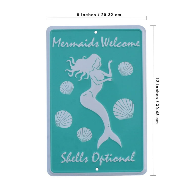 Mermaids Welcome Shells Optional Ocean Beach House Tin Metal Wall Art Home Decor Mermaids Welcome Shells Optional Ocean Beach House Tin Metal Wall Art Home Decor