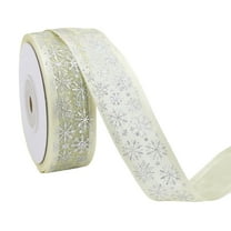 BINGLI 1 Inch Wide Christmas Wired Ribbon, Snowflake Organza Sheer Glitter Ribbon for Xmas Tree, Wreath, Party Decoration, Gift Wrapping, 2 Lengths Options Available