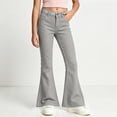 thumbnail image 2 of RQYYD School Uniform Pants for Girls Bell Bottom Pants High Stretch Elastic Waist Flare Trousers Size 5-16 Years Teen Girls Kids Back To School, 2 of 7