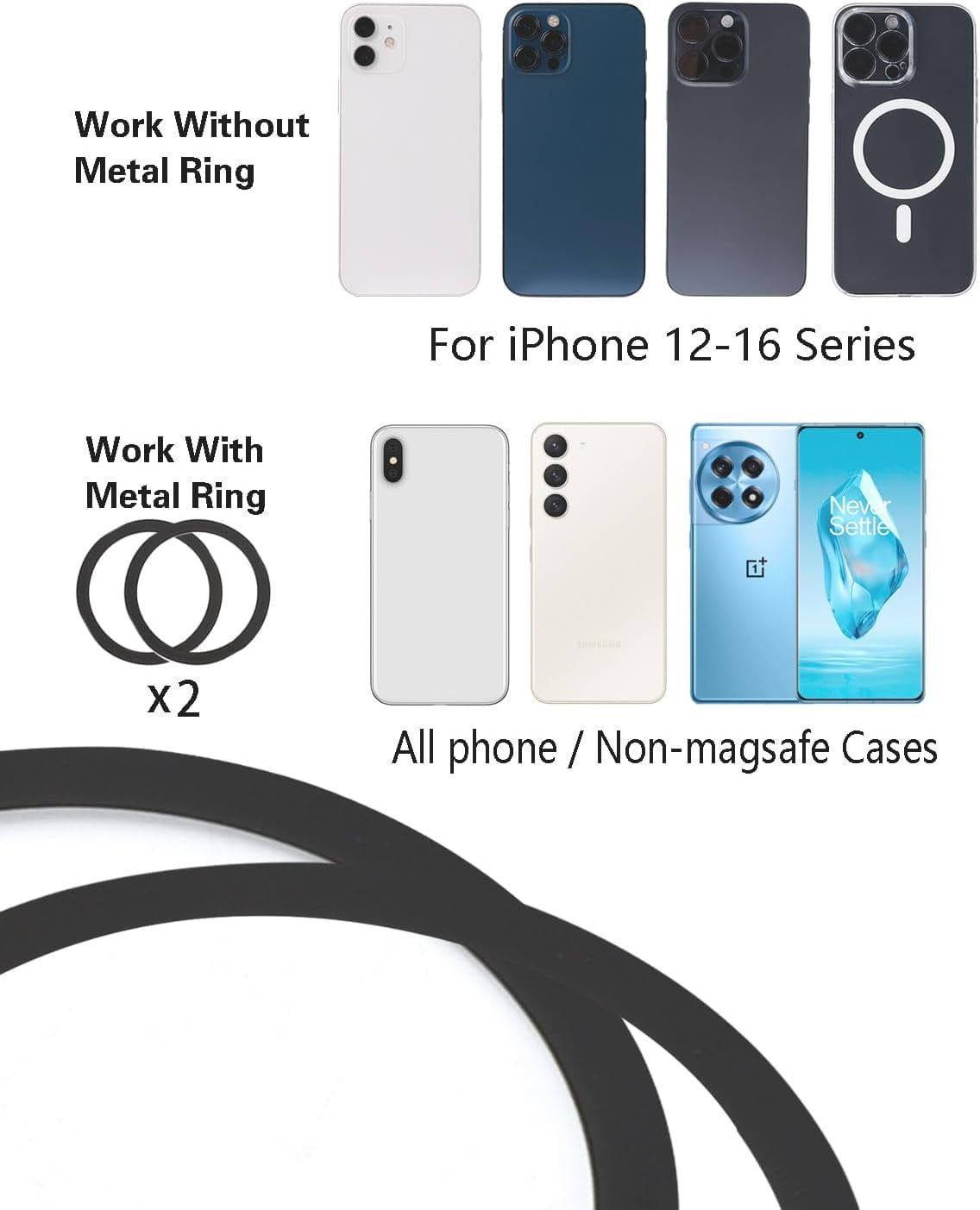 MKEUDQ-All-Metal Gym Magnetic Phone Holder for MagSafe,[Dual Magnet] Portable Detachable Magnetic Phone Stand Compatible with iPhone 16 15 14 13 12