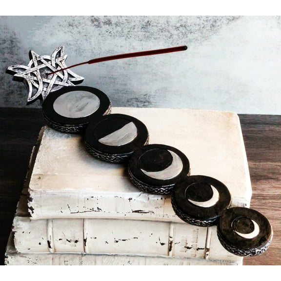 Wicca Mystic Triple Moon Phases Sacred Goddesses Incense Stick Holder Burner