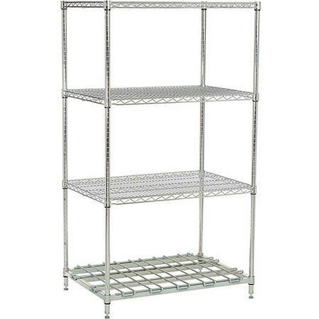 Nexel Nexelon, 4 Tier, Wire Shelving Unit, 1 Heavy Duty Shelf, 60"W x 18"D x 63"H